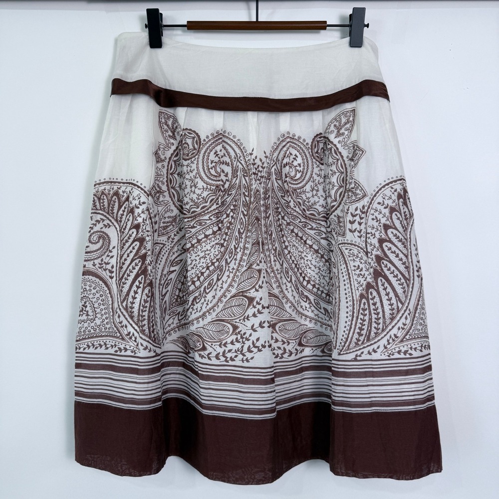 Pendleton Paisley Retro Boho A Line Skirt Size 12P Cotton Silk Lightweight Lined